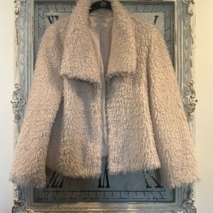 By Elan: Cream Faux Fur Teddy Jacket